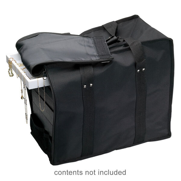 Jewelry tray carrying case, nylon / plastic / steel, black, 14 x 16 x 8-1/2 inches. Sold individually. image number 0