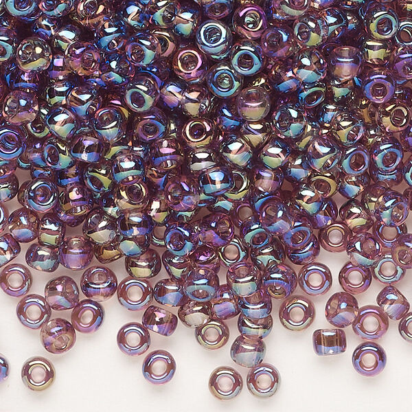 Seed bead, Dyna-Mites™, glass, transparent rainbow lilac, #6 round. Sold per 1/2 kilogram pkg. image number 0