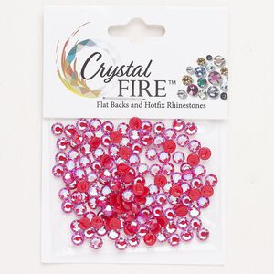 Flat back 144pk royal red foil back, Crystal Fire® 3.80-4.00mm hotfix round SS16