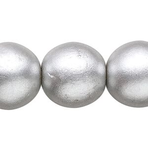 Bead, painted Taiwanese cheesewood (coated), metallic silver, 19-20mm round. Sold per 15-1/2" to 16" strand.