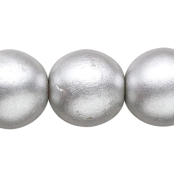 Bead, painted Taiwanese cheesewood (coated), metallic silver, 19-20mm round. Sold per 15-1/2" to 16" strand. image number 0