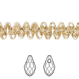 Briolette 360pk crystal golden shadow, Swarovski® 7x4mm pendant drop 6007