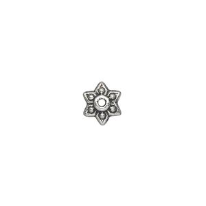 Bead cap, antique silver-plated "pewter" (zinc-based alloy), 9x3mm flower, fits 6-14mm bead. Sold per pkg of 50.