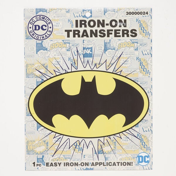 Iron-on transfer 1pkg1 vinyl, yellow and black, 9-5/8 x 4-3/4 inches oval with Bat Signal™ image number 0