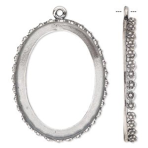 Focal, JBB Findings, antique silver-plated brass, 43x33mm oval with open back and flower design trim, 40x30mm oval bezel setting. Sold individually.