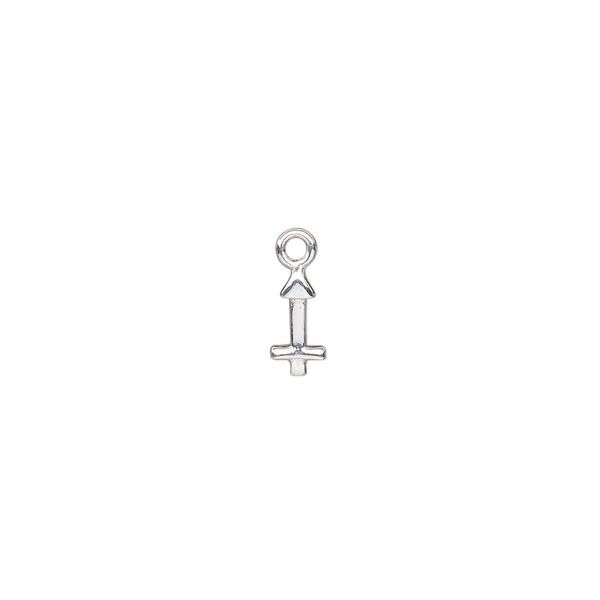 Charm, sterling silver, 8x4mm single-sided Sagittarius zodiac symbol. Sold individually. image number 0
