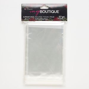 Bag, self-sealing plastic, clear, 3x4-inch. Sold per pkg of 57.