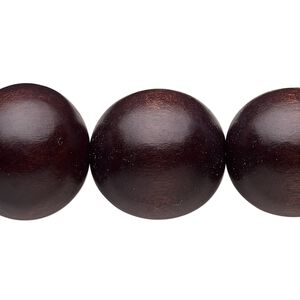 Bead, Taiwanese cheesewood (dyed / waxed), chocolate brown, 19-20mm round. Sold per 15-1/2" to 16" strand.