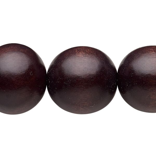 Bead, Taiwanese cheesewood (dyed / waxed), chocolate brown, 19-20mm round. Sold per 15-1/2" to 16" strand. image number 0