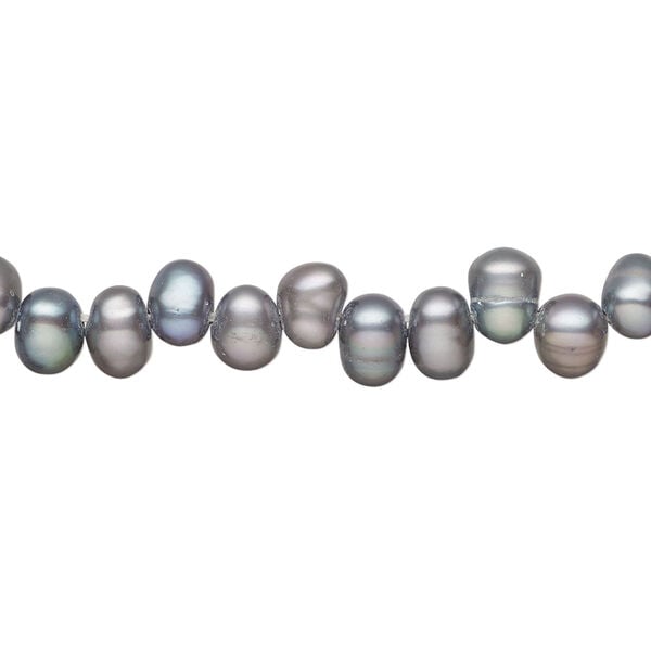 Freshwater pearl 1pkg1, top-drilled rice, 14 inch blue peacock 5x5mm-7x5mm cultured image number 0