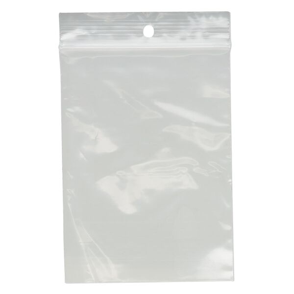 Bag, Tite-Lip™, plastic, clear, 3x4-inch top zip with hole. Sold per pkg of 1,000. image number 1