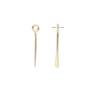 Drop, gold-plated brass, 16x1.5mm paddle. Sold per pkg of 100.