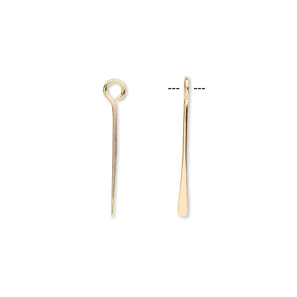Drop, gold-plated brass, 16x1.5mm paddle. Sold per pkg of 100. image number 0
