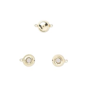 Clasp magnetic 1pkg1 14Kt gold, 12mm round, 1-strand