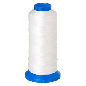 Cord, Griffin, nylon, white, 0.4mm, 16.6-pound test. Sold per 600-meter spool.