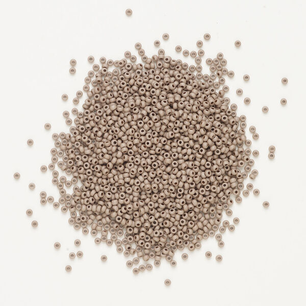 Seed bead, Preciosa Ornela Czech glass, 1pkg50g, 2.8-3.2mm rocaille, opaque matte terra dyed mocha chalkwhite (06415) image number 1