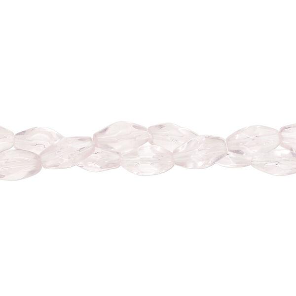 Bead, glass, transparent pink, 8x4mm-8x5mm faceted oval. Sold per pkg of (2) 14-inch strands, approximately 90 beads. image number 0