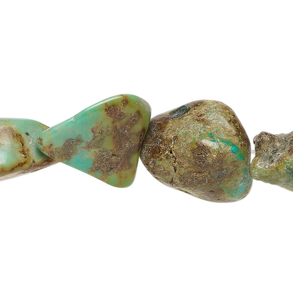 Turquoise 1pkg1, tumbled nugget bead, 15 inch small to large / green-brown image number 0