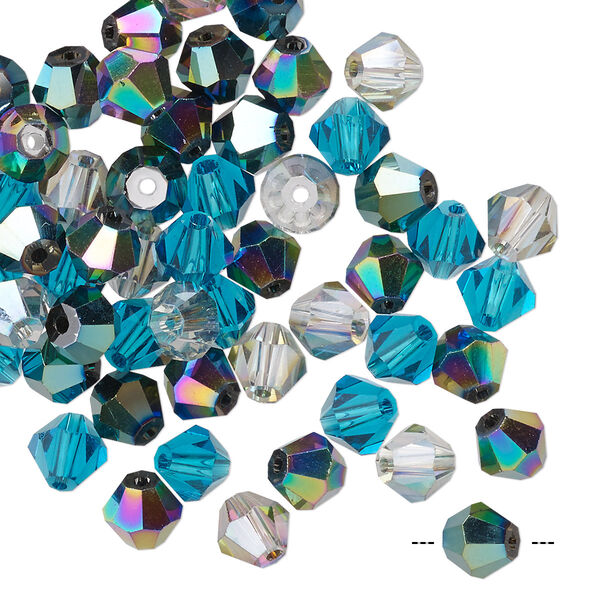Bead mix 60pk 16 facets ocean, Celestial Crystal® 6mm bicone image number 0