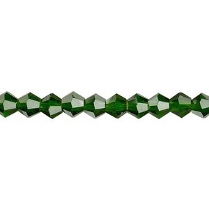 Bead 1pk transparent emerald green, Celestial Crystal® 6mm bicone 15.5-16 inch