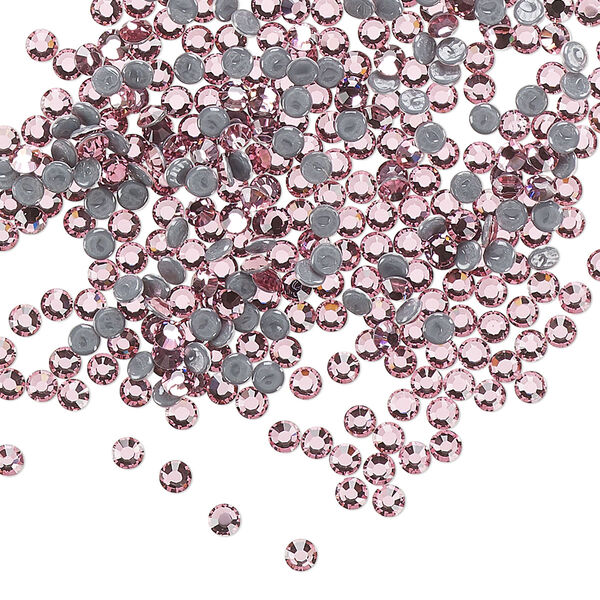 Flat back, Dance With Me™ crystal hotfix rhinestone, light rose, foil back, 2.3-2.5mm rose, SS8. Sold per pkg of 144 (1 gross). image number 0