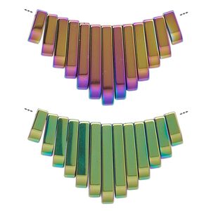 Hemalyke™ 1pkg13, electroplated top-drilled fan focal graduated 12x4mm-30x4mm