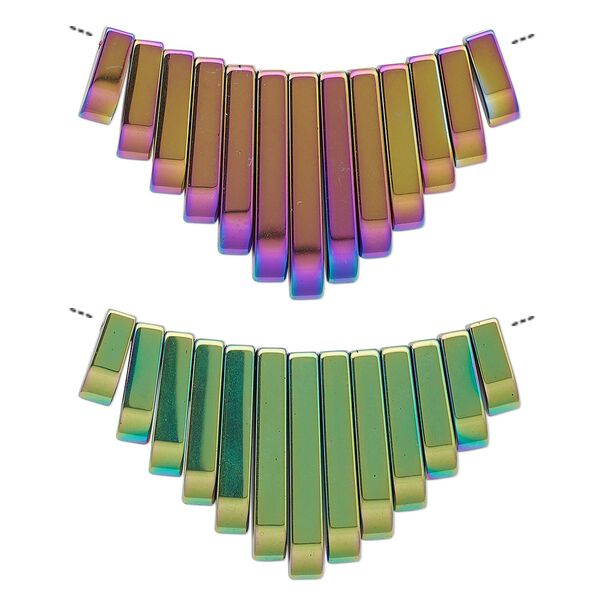 Hemalyke™ 1pkg13, electroplated top-drilled fan focal graduated 12x4mm-30x4mm image number 0