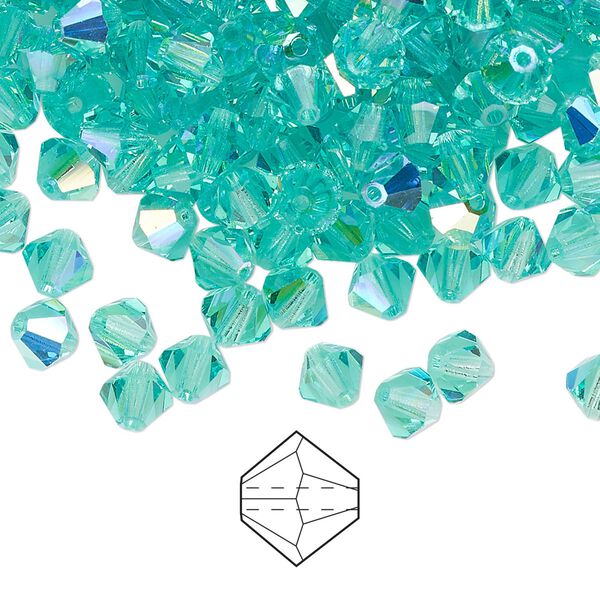 Bead 576pk Caribbean Sea AB, Preciosa Czech crystal 5mm bicone image number 0