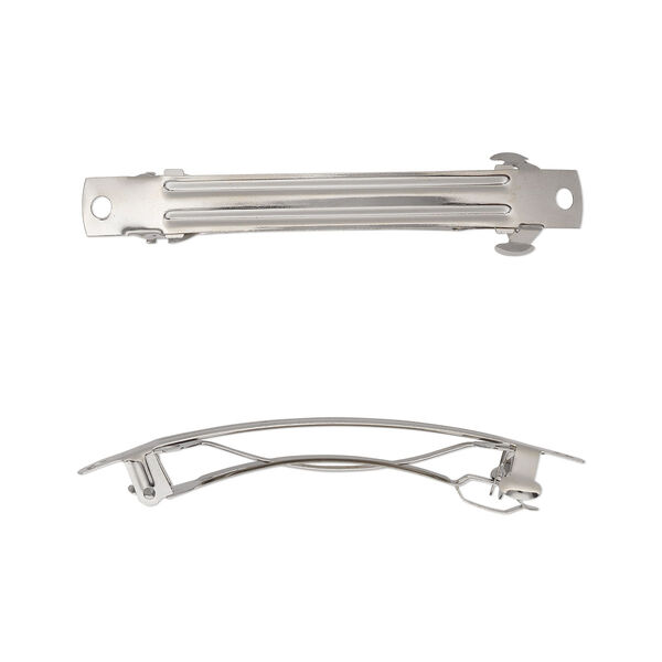 Barrette, nickel-plated steel, 3 x 1/3 inches with 2 holes. Sold per pkg of 10. image number 0