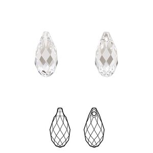 Briolette 2pk crystal, Crystal Passions® 13x6.5mm pendant drop 6010