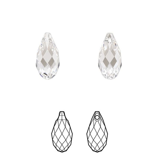 Briolette 2pk crystal, Crystal Passions® 13x6.5mm pendant drop 6010 image number 0