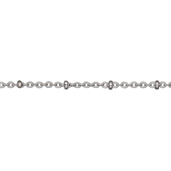 Chain, stainless steel, 1.4mm cable with 2.2x1mm rondelle. Sold per pkg of 5 feet. image number 0