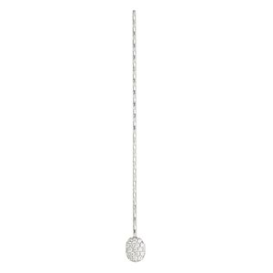 Paddle pin, cubic zirconia and rhodium-plated sterling silver, clear, 2-inch diamond-cut twisted with 6x4.5mm oval, 22 gauge. Sold individually.