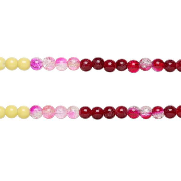Bead, glass, opaque and translucent-mixed colors, 8-8.5mm round. Sold per pkg of (2) 7-inch strand, approximately 50 beads. image number 0