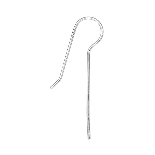 Ear wire, sterling silver, 33mm fishhook with 25mm long shank, 20 gauge. Sold per 25 pairs (50 ear wires). image number 0