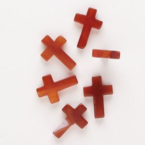 Red agate 1pkg6, half-drilled cross drop 21x15mm-23x16mm