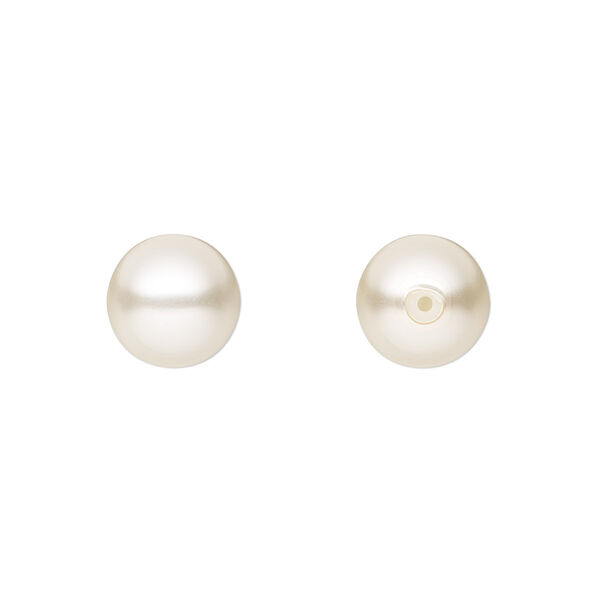 Pearl 4pk light creamrose, Preciosa Czech crystal 10mm half-drilled round image number 0