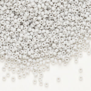 Seed bead, Preciosa Ornela Czech glass, 1pkg50g, 2.0-2.2mm rocaille, opaque matte terra dyed stone dust chalkwhite (06441)