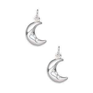 Charm, sterling silver, 12x11mm puffed moon face. Sold per pkg of 2.