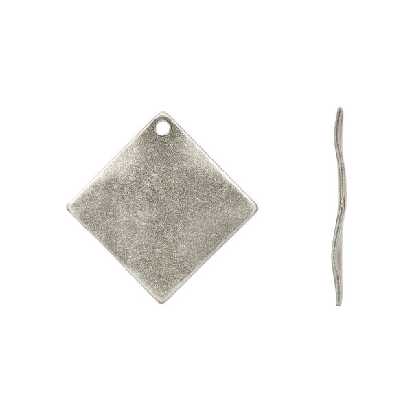 Drop, antique silver-plated steel, 20mm wavy diamond. Sold per pkg of 100. image number 0