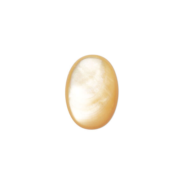 Cabochon, gold lip shell (natural), 18x13mm calibrated oval, Mohs hardness 3-1/2. Sold per pkg of 2. image number 0