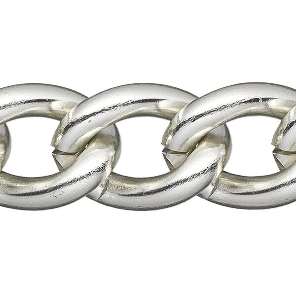 Chain 1pkg1 curb, 16mm, aluminum / anodized silver 5 foot unfinished image number 0