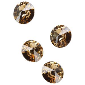 Chaton 4pk light Colorado topaz foil back, Crystal Passions® 12mm rivoli 1122