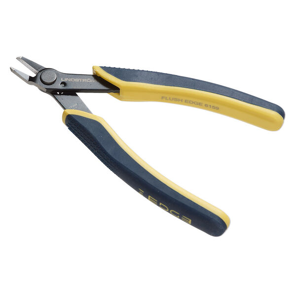 Pliers, Lindstrom® Edge series, flush-cutter, alloyed steel and plastic, ergonomic handle with, blue and yellow, 5-1/4 inches. Sold individually. image number 0