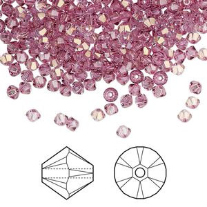 Bead 144pk dark rose, Crystal Passions® 3mm bicone 5328