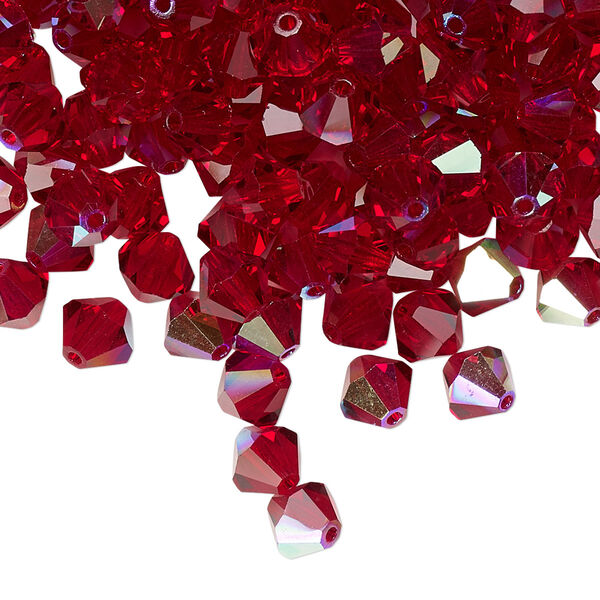 Bead 24pk Siam AB, Preciosa Czech crystal 6mm bicone image number 0