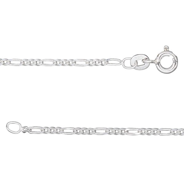 Chain, sterling silver, 1.7mm figaro, 20 inches. Sold individually. image number 0