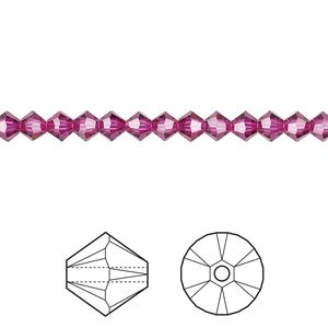 Bead 48pk fuchsia, Crystal Passions® 4mm bicone 5328