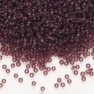 Seed bead, Miyuki, glass, pkg/250g, #11 rocaille, transparent dark smoky amethyst (RR-153).