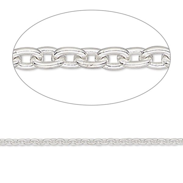 Chain, sterling silver, 1.5mm tight cable. Sold per pkg of 5 feet. image number 0